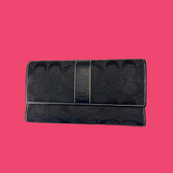 Coach Chic! Y2K Black Monogram Trifold Long Wallet - Picture 1 of 6